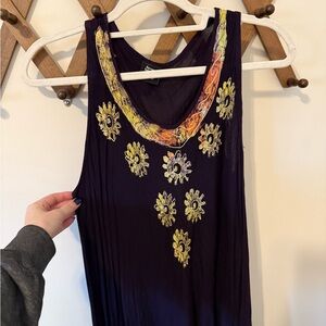 Embroidered Purple Sleeveless dress